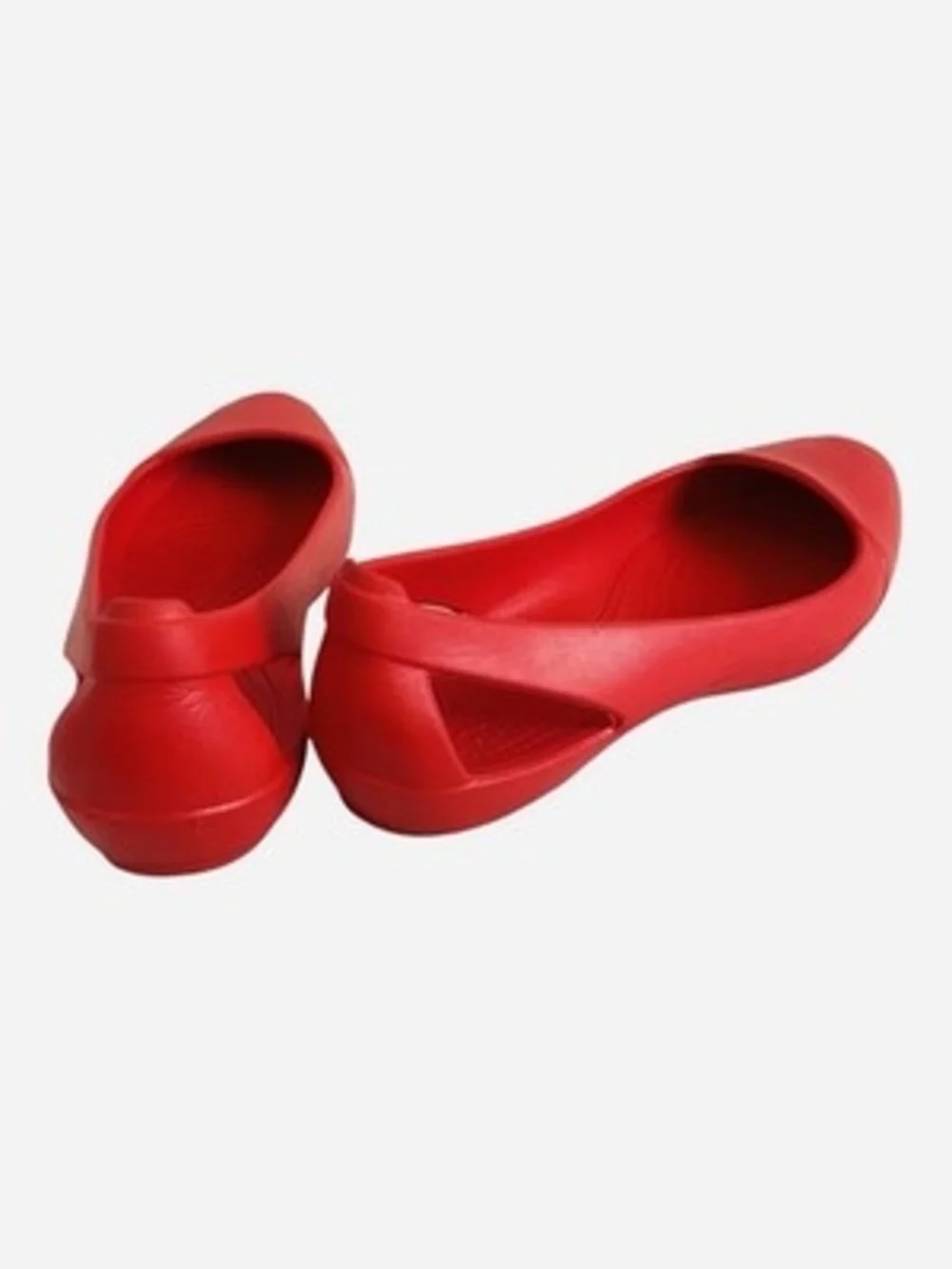 Crocs Womens Sz 6 W Red Iconic Comfort Ballet Flats Slip On Shoes Washable EXC